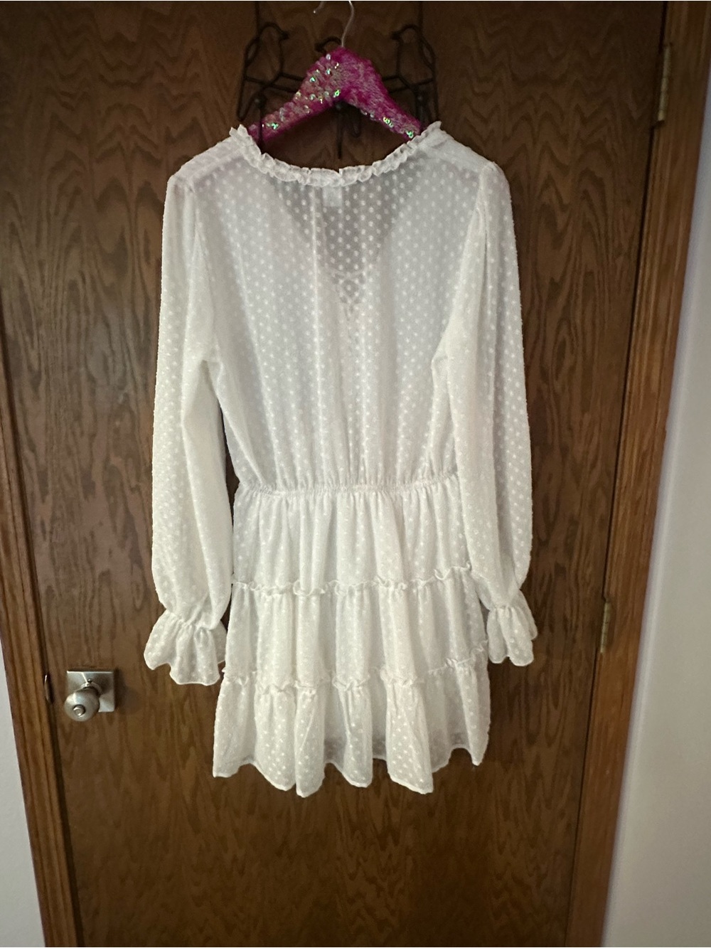VENUS White Swiss Dot Tiered Ruffle Dress Size L